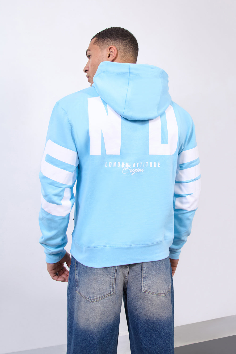 Sky Blue Relax Fit Streetwear Hoodie-London Edition - London Attitude
