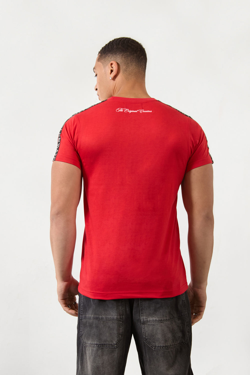 FREE Regular Fit Tape Red T-Shirt - London Attitude