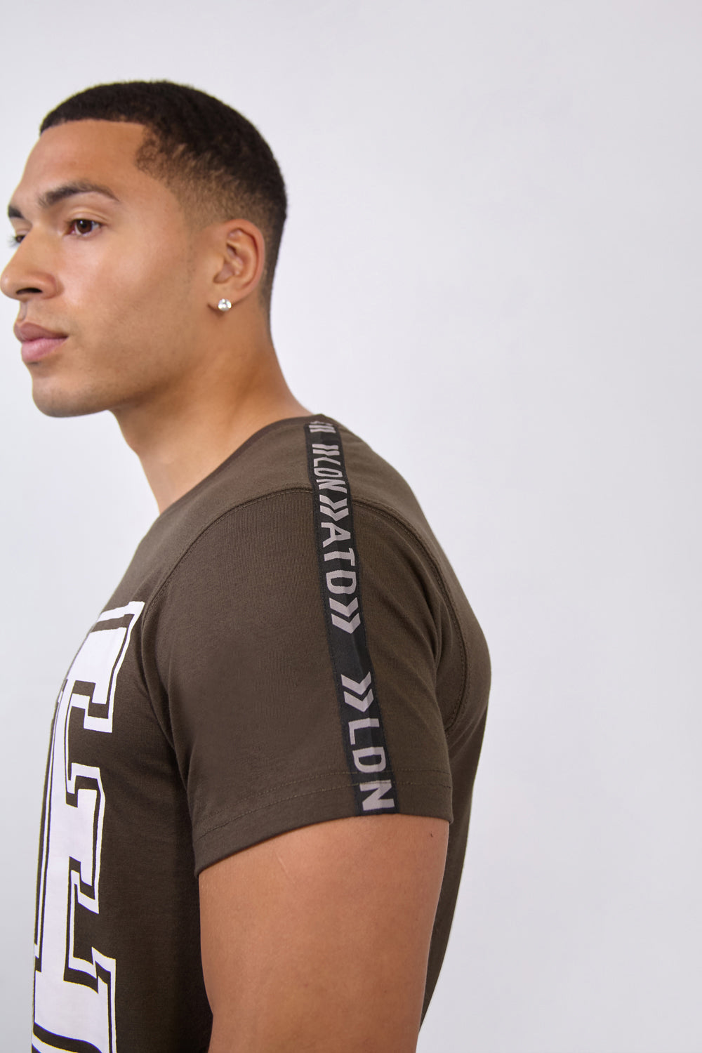 FREE Regular Fit Tape Khaki T-Shirt - London Attitude