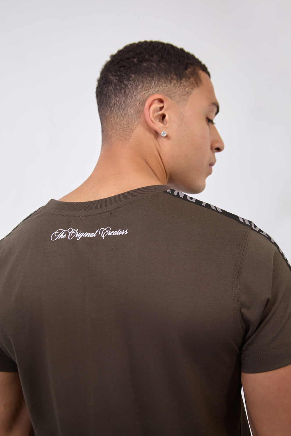 FREE Regular Fit Tape Khaki T-Shirt - London Attitude
