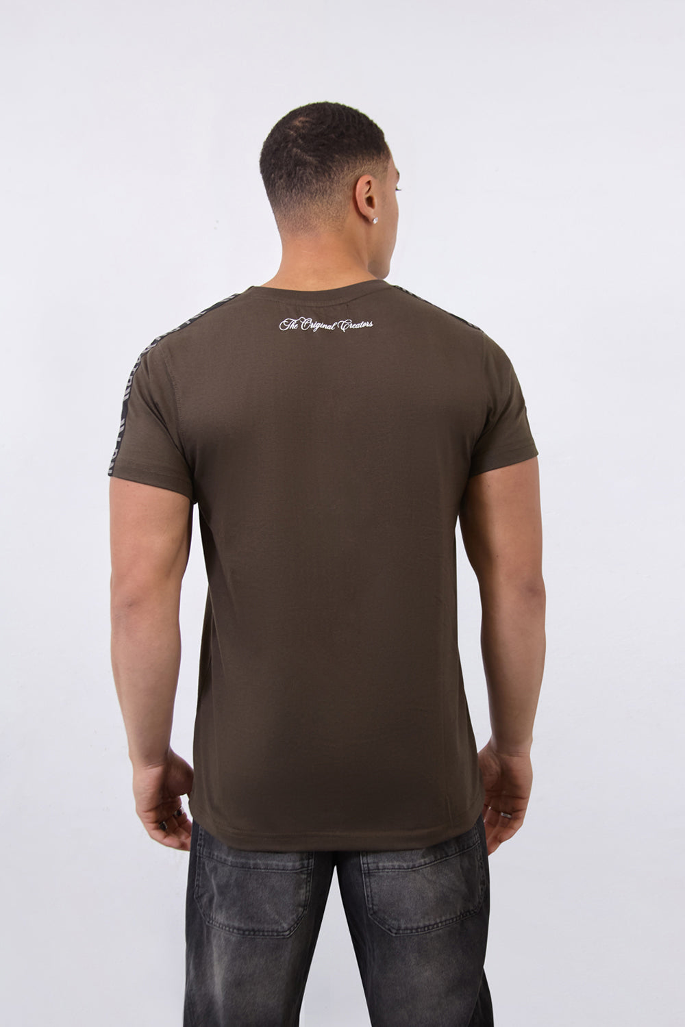 FREE Regular Fit Tape Khaki T-Shirt - London Attitude