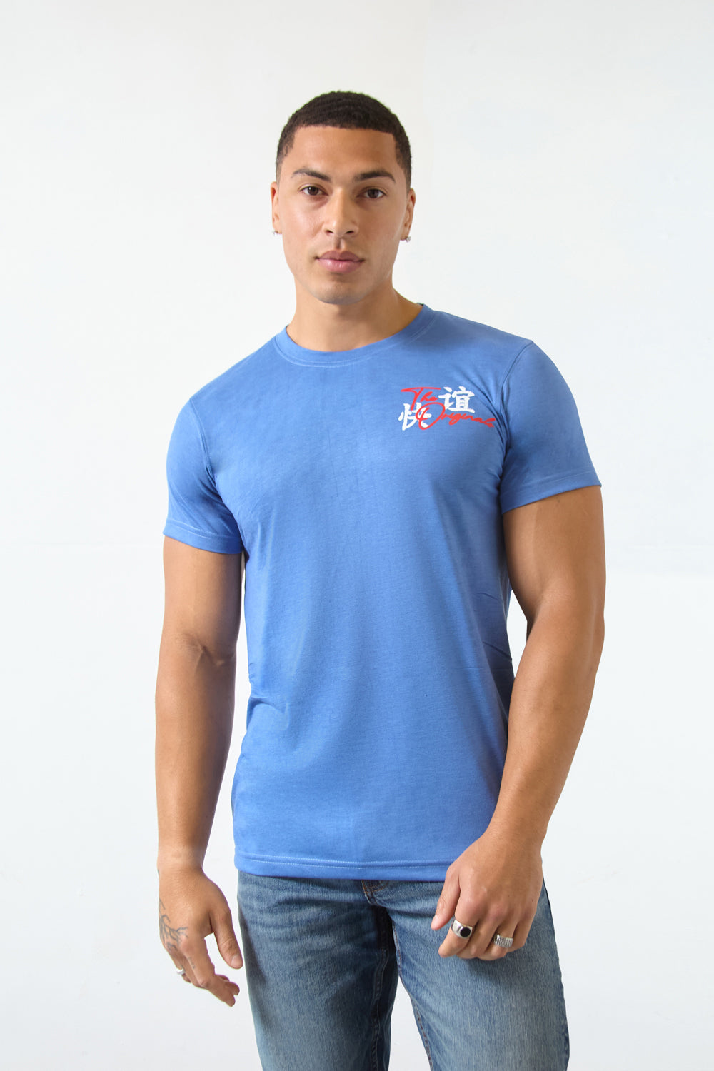 Tokyo Dragon Graphic Regular Fit T-Shirt in True Blue – Originals Edition - London Attitude