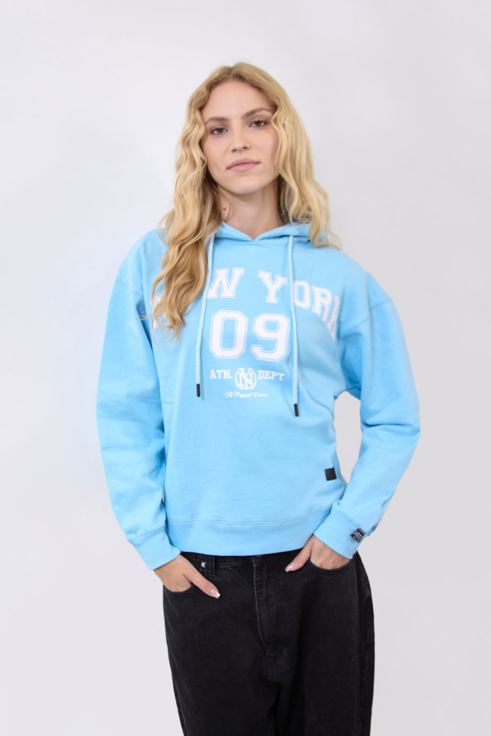 Women’s Sky Blue “New York 09” Hoodie - London Attitude