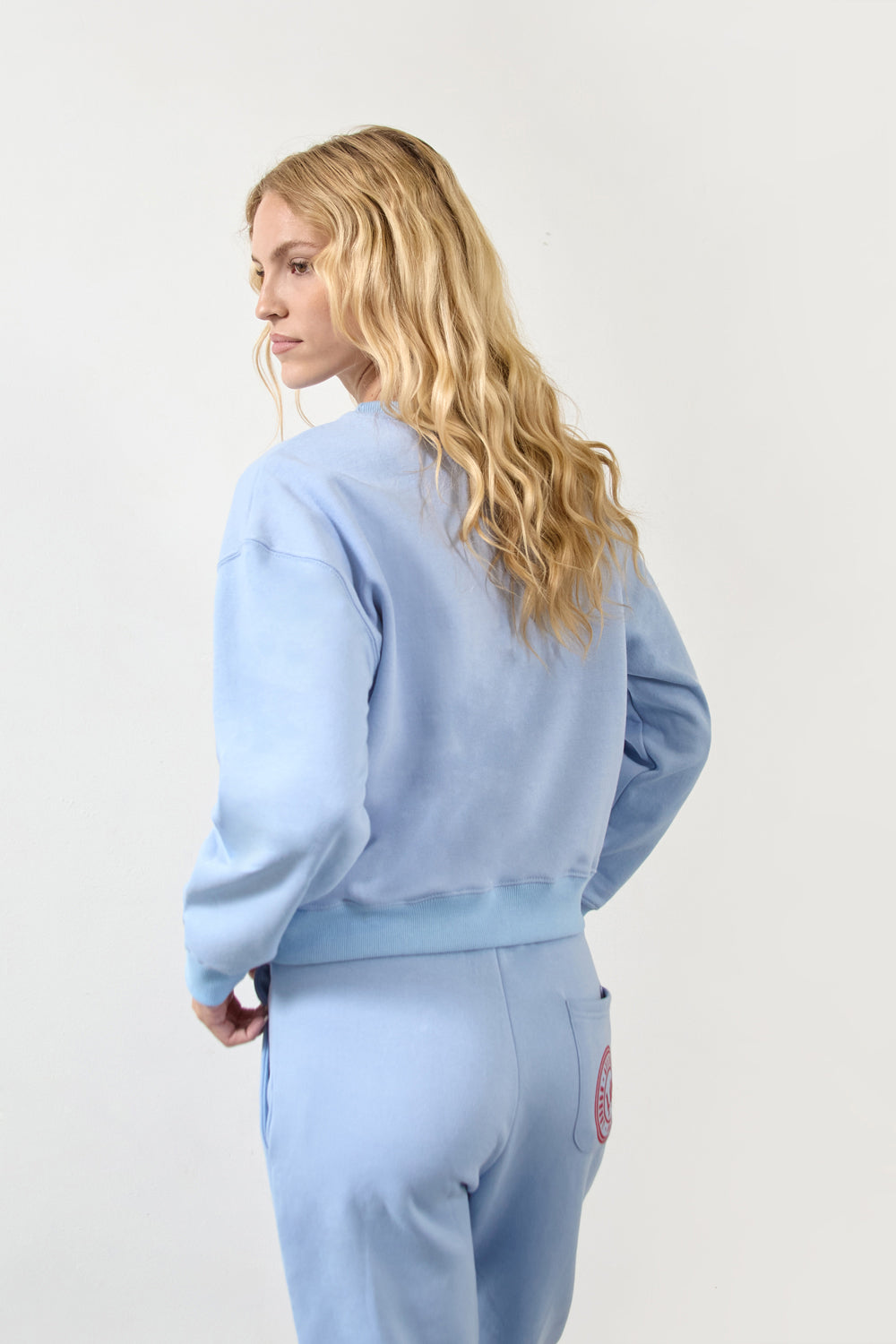 Women's Relaxed Fit Logo Printed Sweatshirt Sky Blue - London Attitude