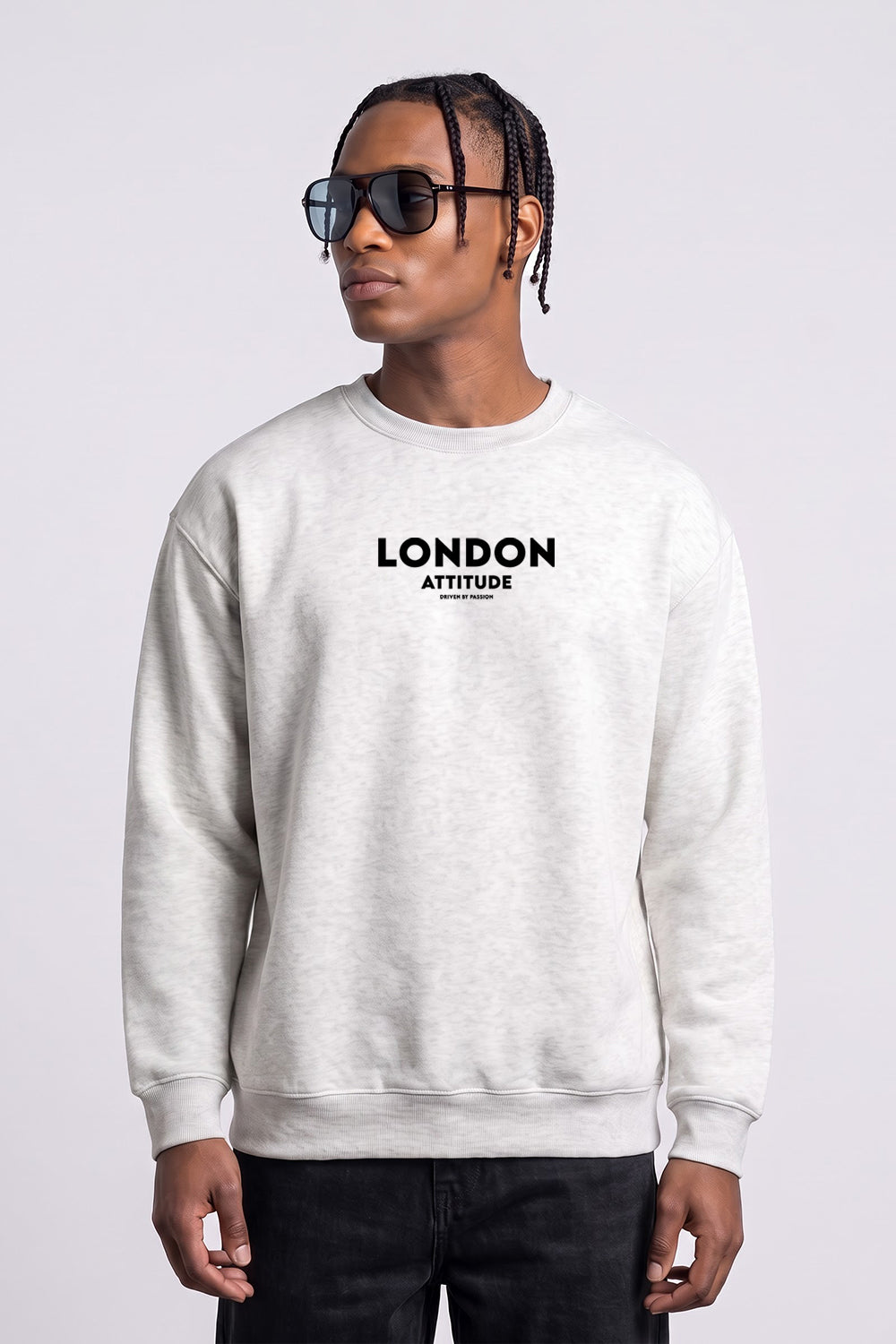 Relaxed Fit Dragon Graphic Sweatshirt in Oatmeal Heather