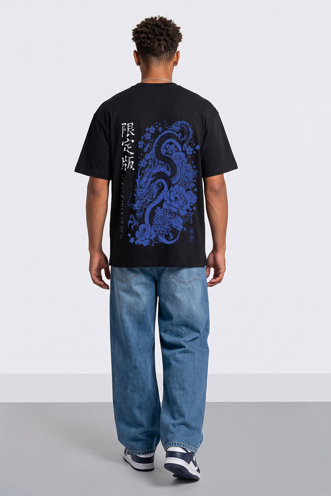 Oversized Japanese Dragon Graphic T-Shirt