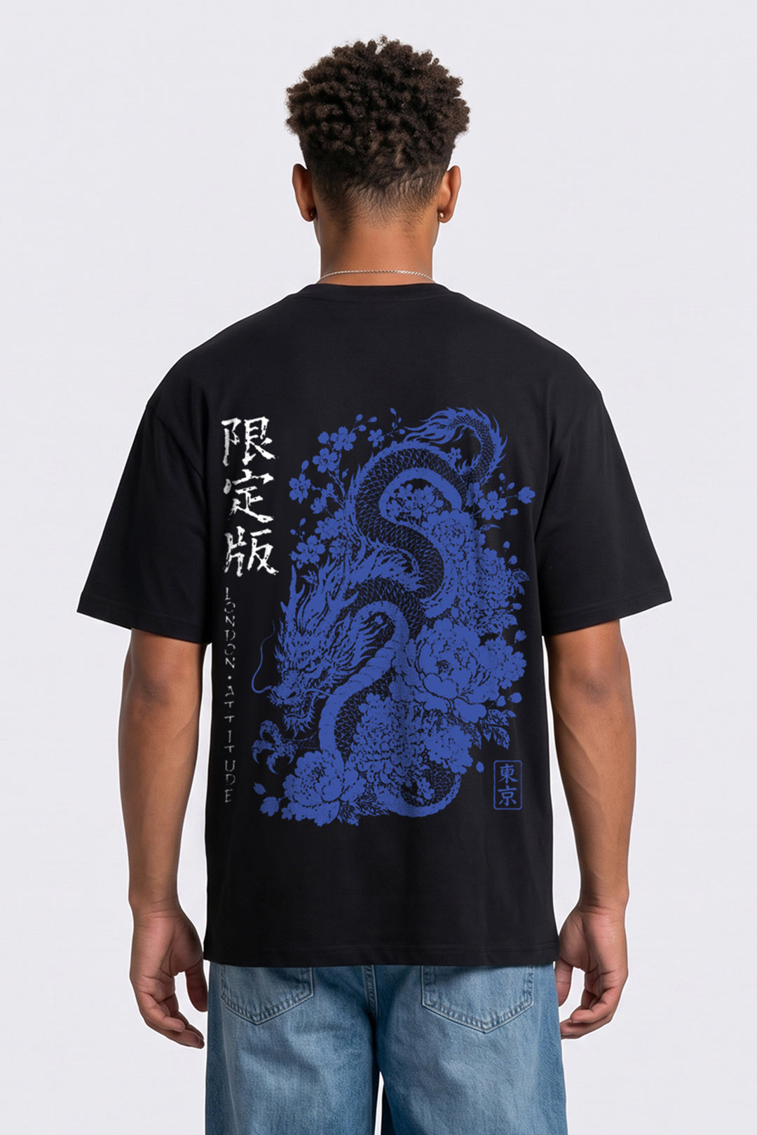 Oversized Japanese Dragon Graphic T-Shirt