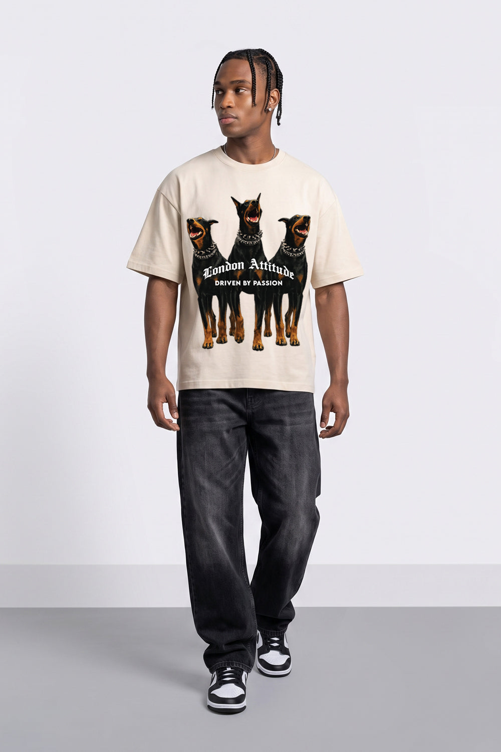 Doberman Oversized  Heavyweight T-Shirt in Sand