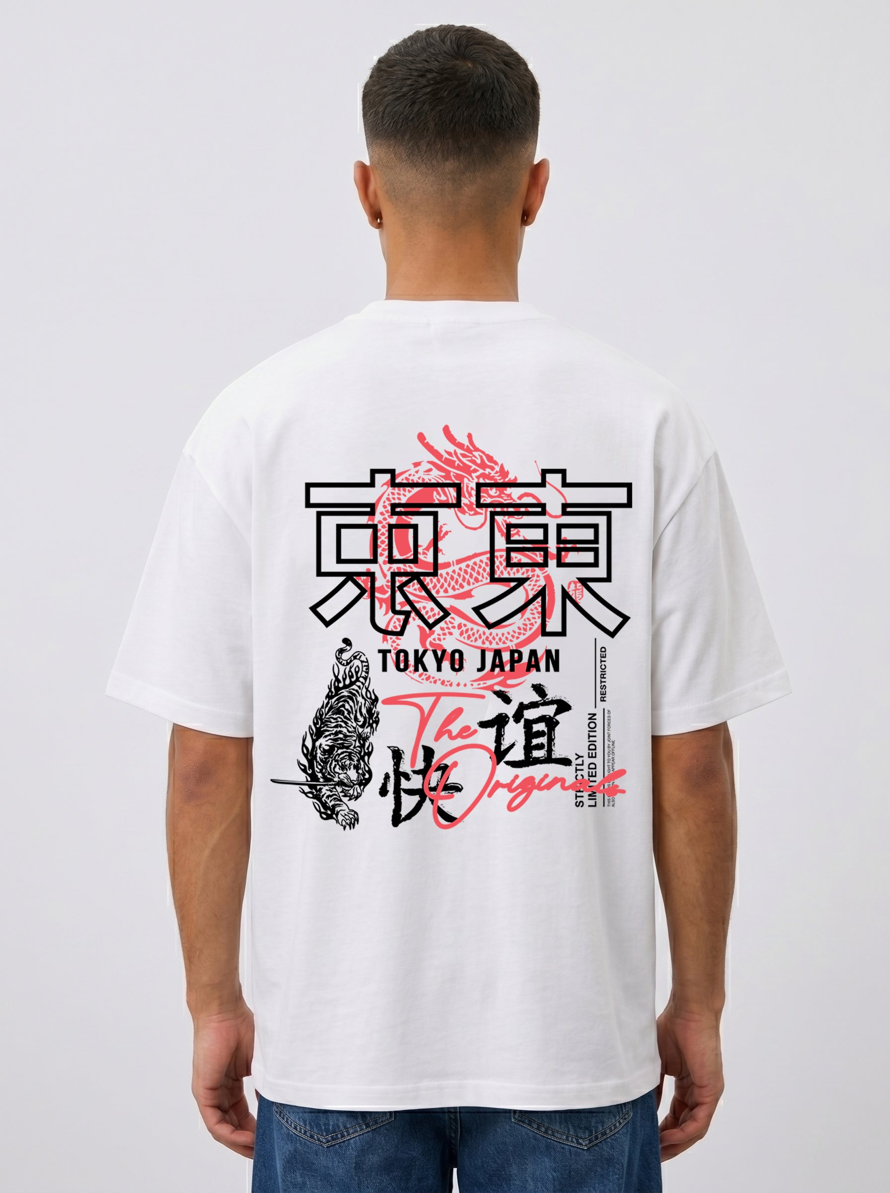 Tokyo Dragon Oversized Heavyweight Cotton White T-Shirt