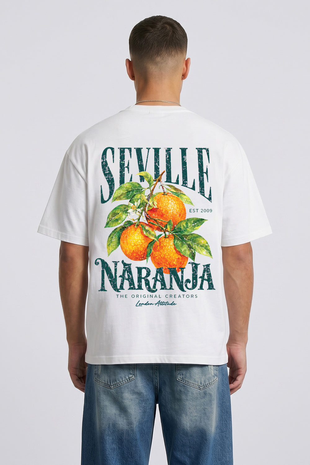 White Oversized Seville Orange Printed T-Shirt