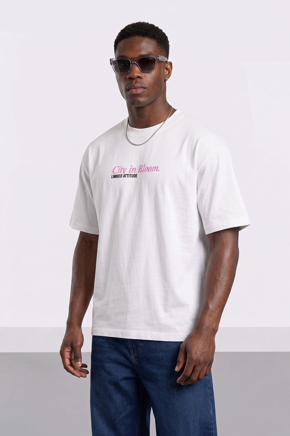 Tokyo City in Bloom Oversized Heavyweight Printed T-Shirt in White