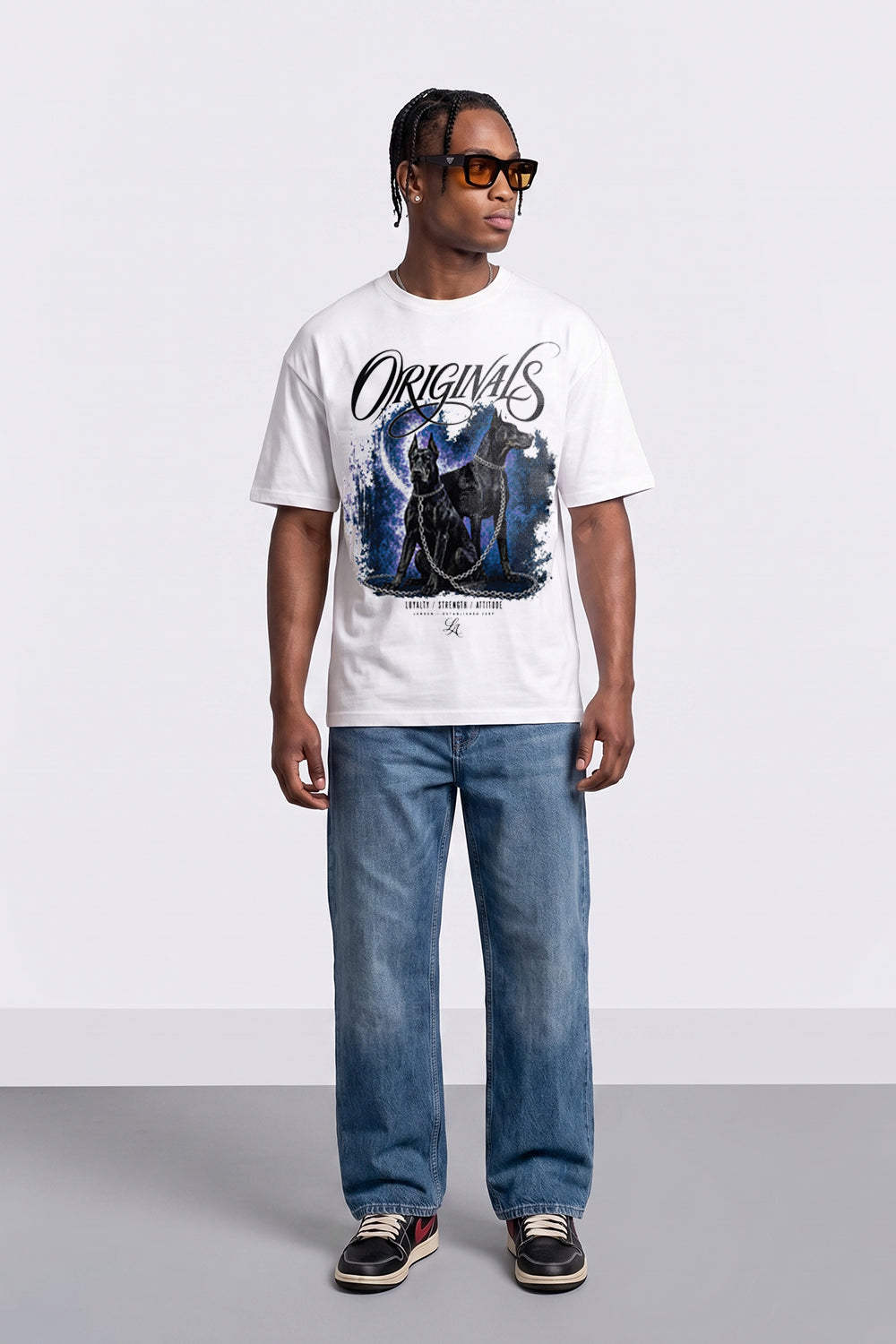 Doberman Oversized Heavyweight Graphic White T-Shirt