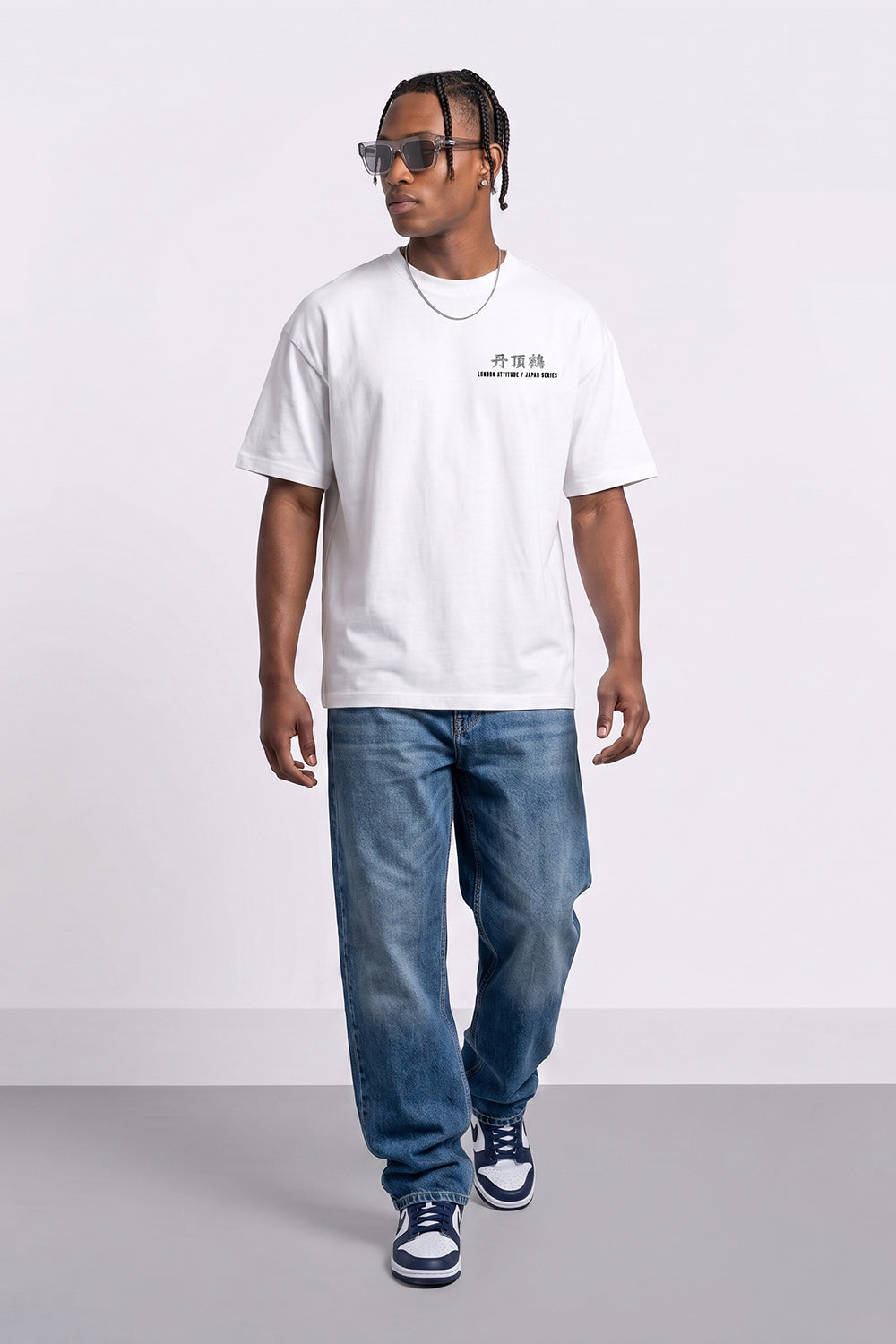 Japanese Crane Oversized Heavyweight Back Print T-Shirt in White