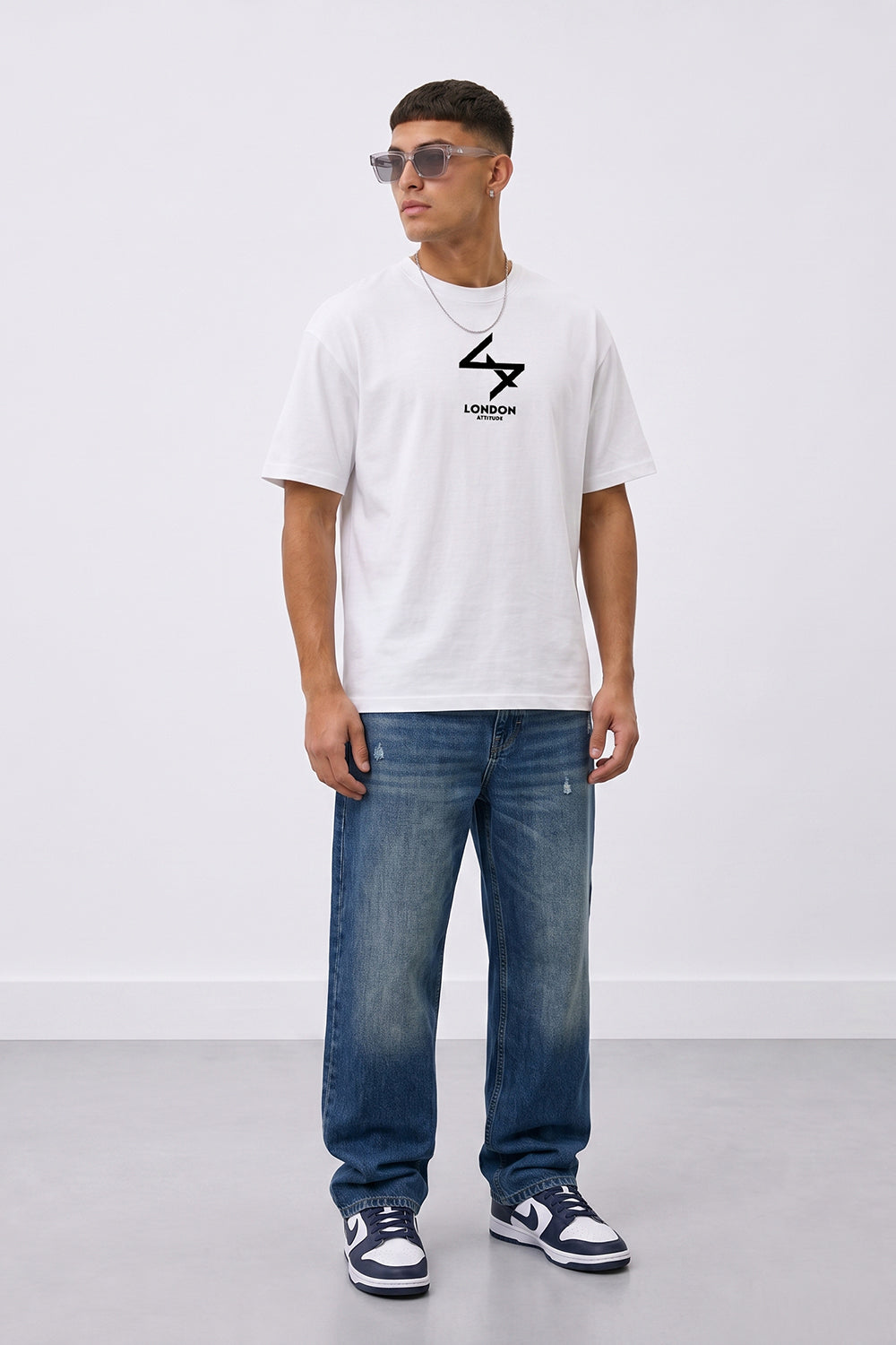 Oversized Heavyweight T-Shirt with Varsity Back Graphic in White
