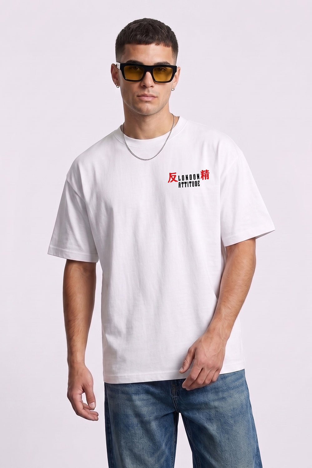Tokyo After Dark Dragon Oversized Heavyweight Graphic T-Shirt in White