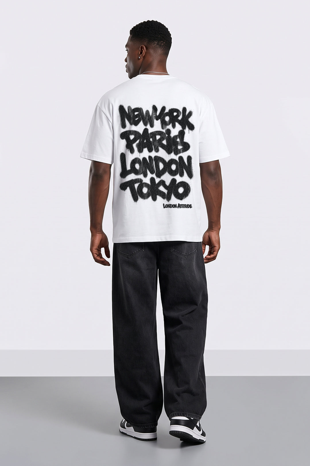 Oversized Heavyweight City Graffiti Graphic T-Shirt in White