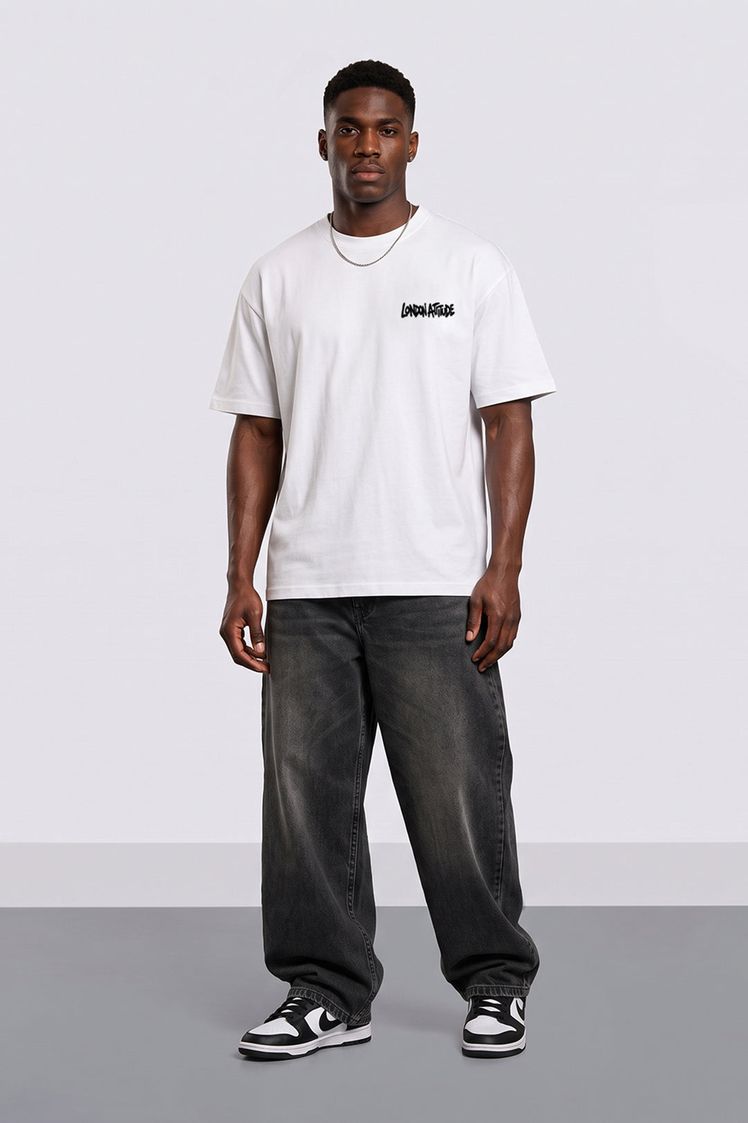 Oversized Heavyweight City Graffiti Graphic T-Shirt in White