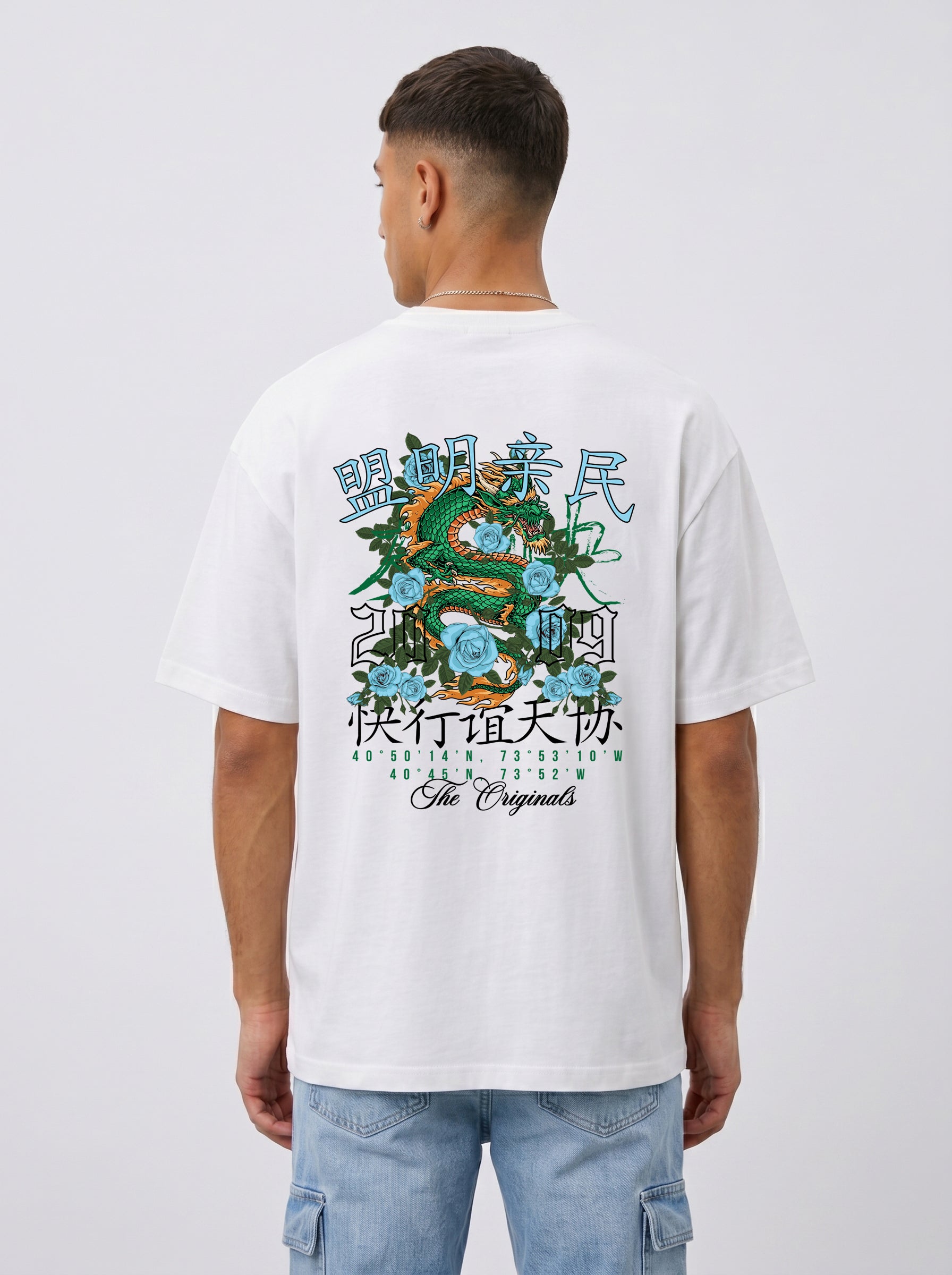 Original Creators Dragon Graphic Heavyweight Oversized White T-Shirt