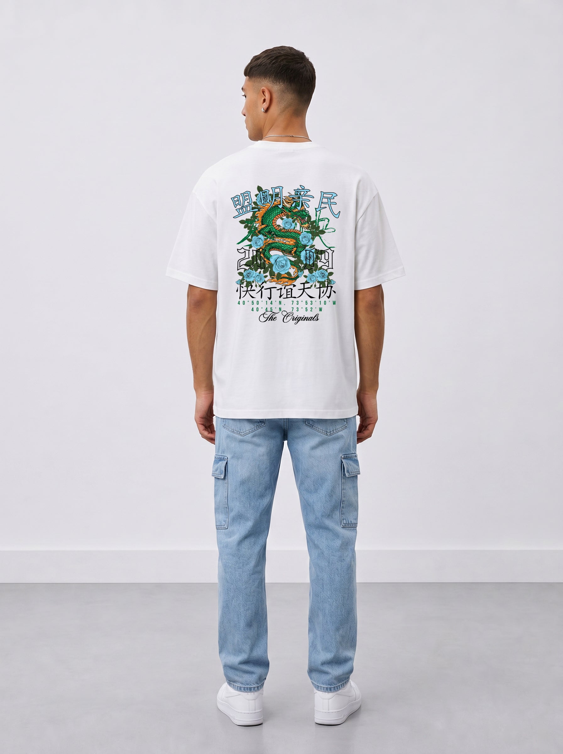 Original Creators Dragon Graphic Heavyweight Oversized White T-Shirt