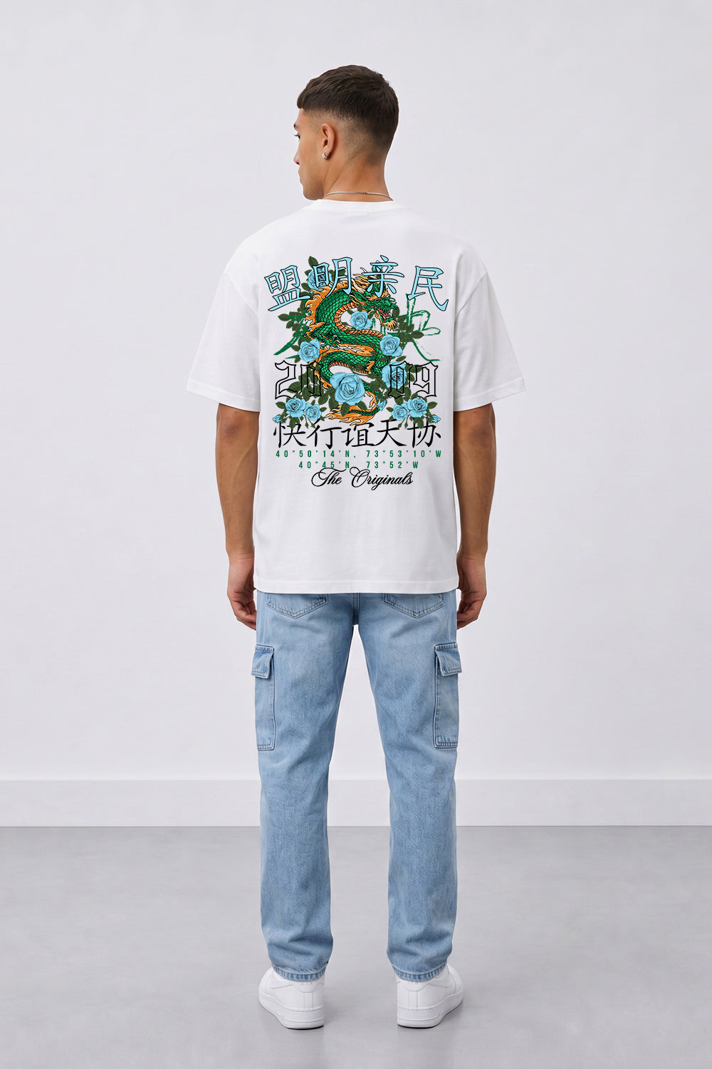 Dragon & Rose Premium Oversized Heavyweight T-Shirt in White