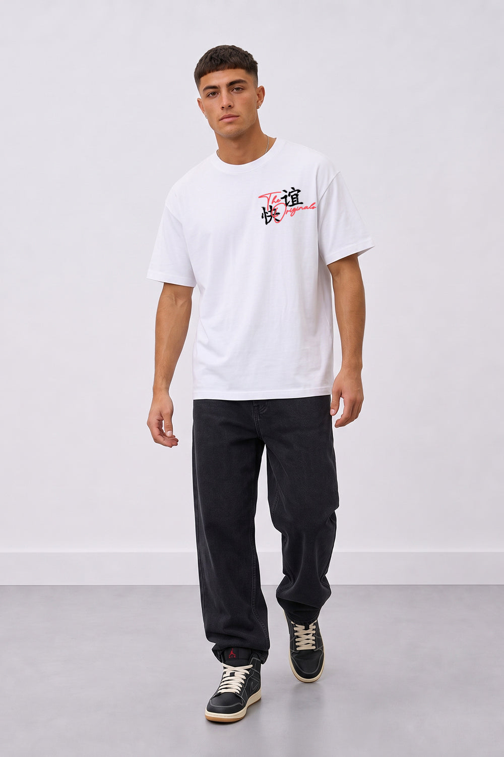 Tokyo Tiger & Dragon Oversized Heavyweight Streetwear T-Shirt in White