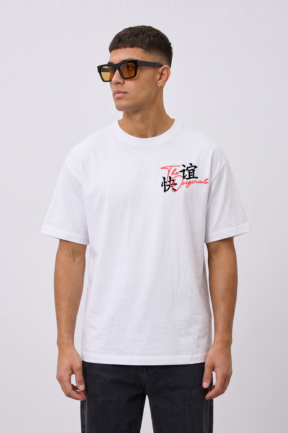 Tokyo Tiger & Dragon Oversized Heavyweight Streetwear T-Shirt in White