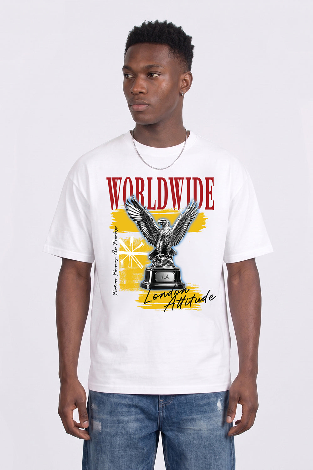 Worldwide Eagle Oversized Heavyweight Graphic T-Shirt in White