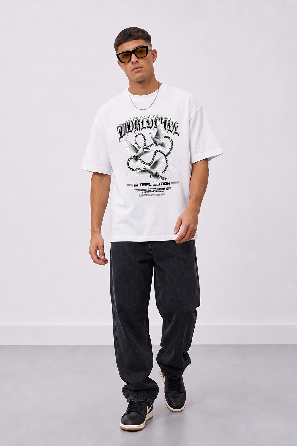 Worldwide Global Edition Oversized Heavyweight Graphic T-Shirt in White
