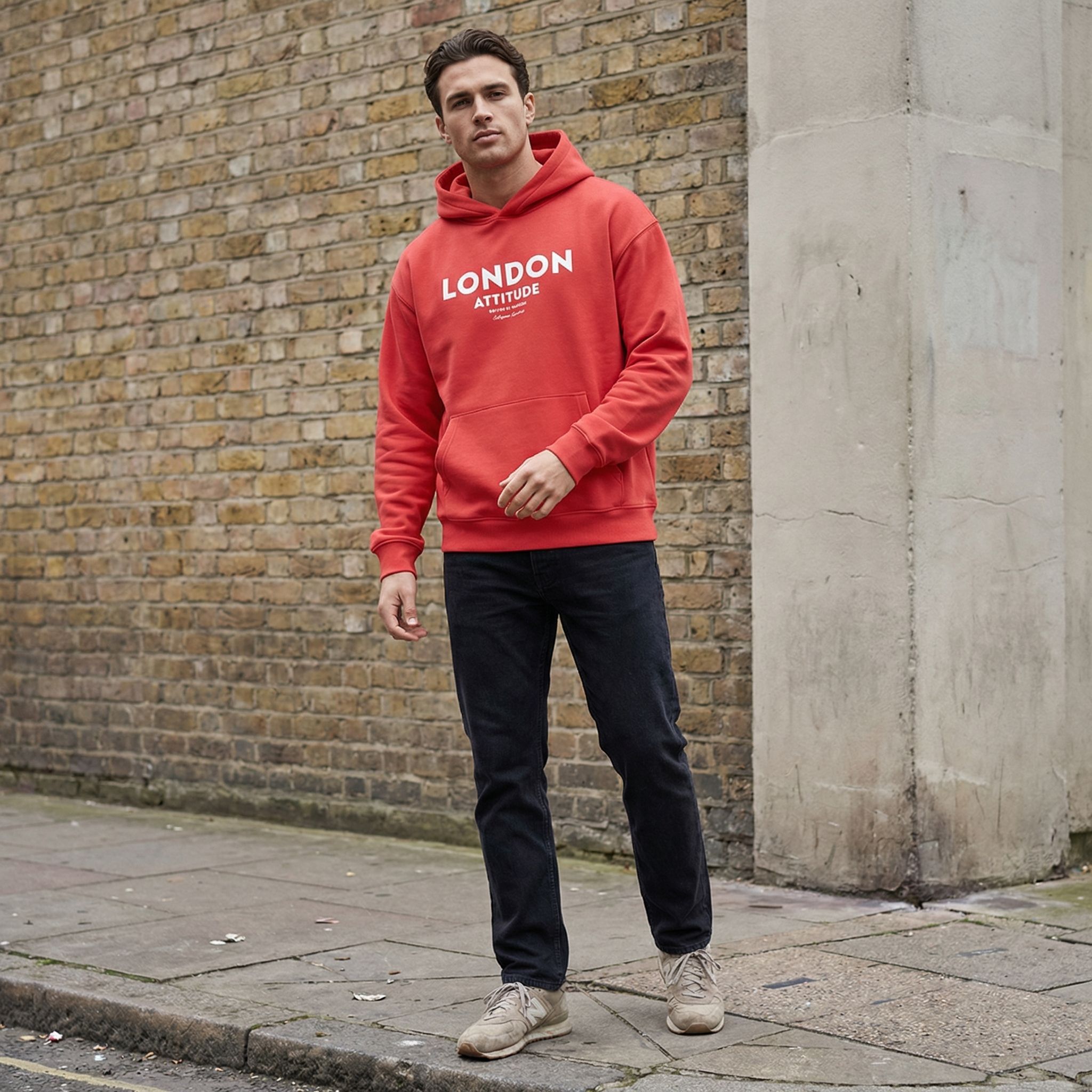 Oversized London Attitude Hoodie with Collegiate Logo Print