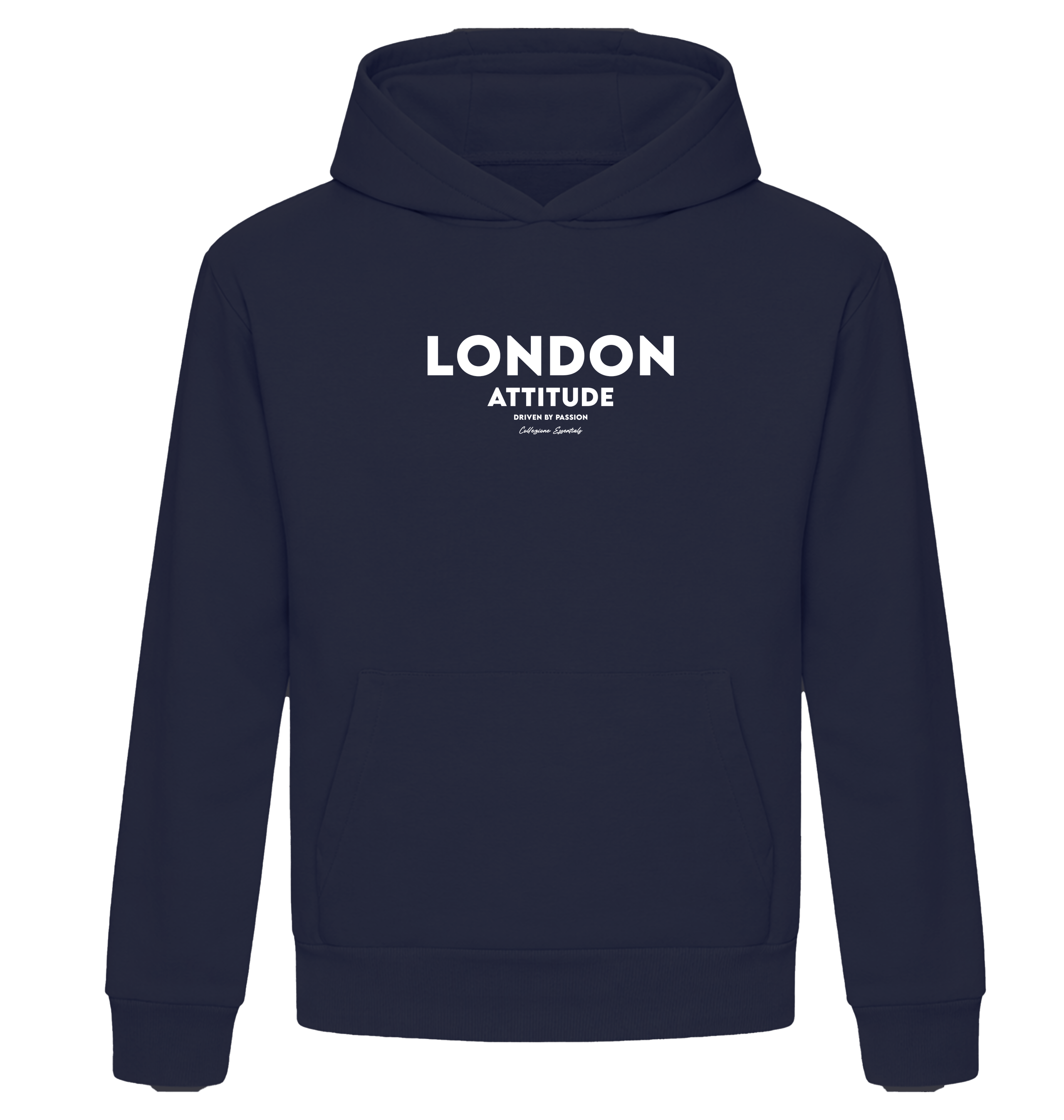 New French Navy Printed Hoody Front