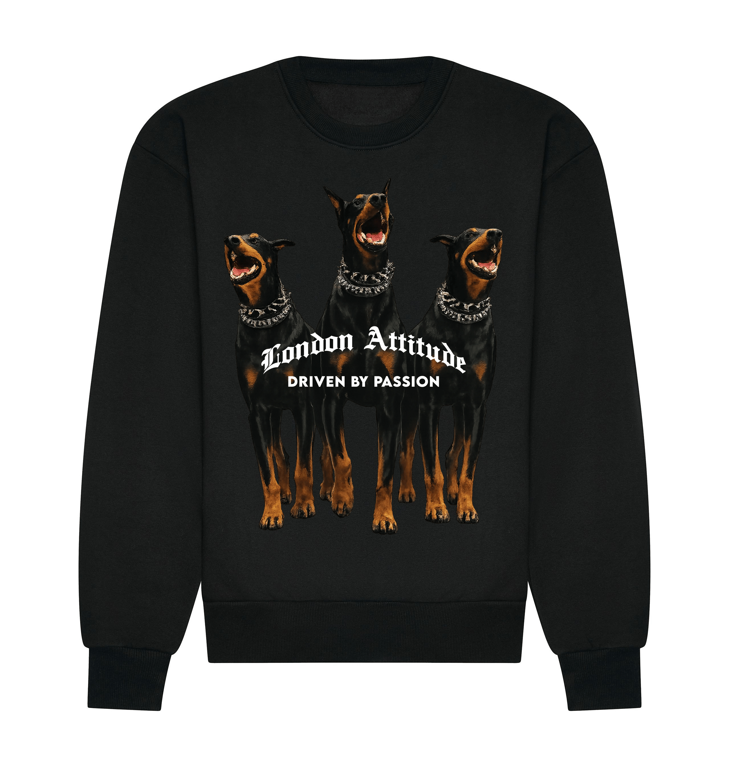 Deep Black Printed Sweater Front