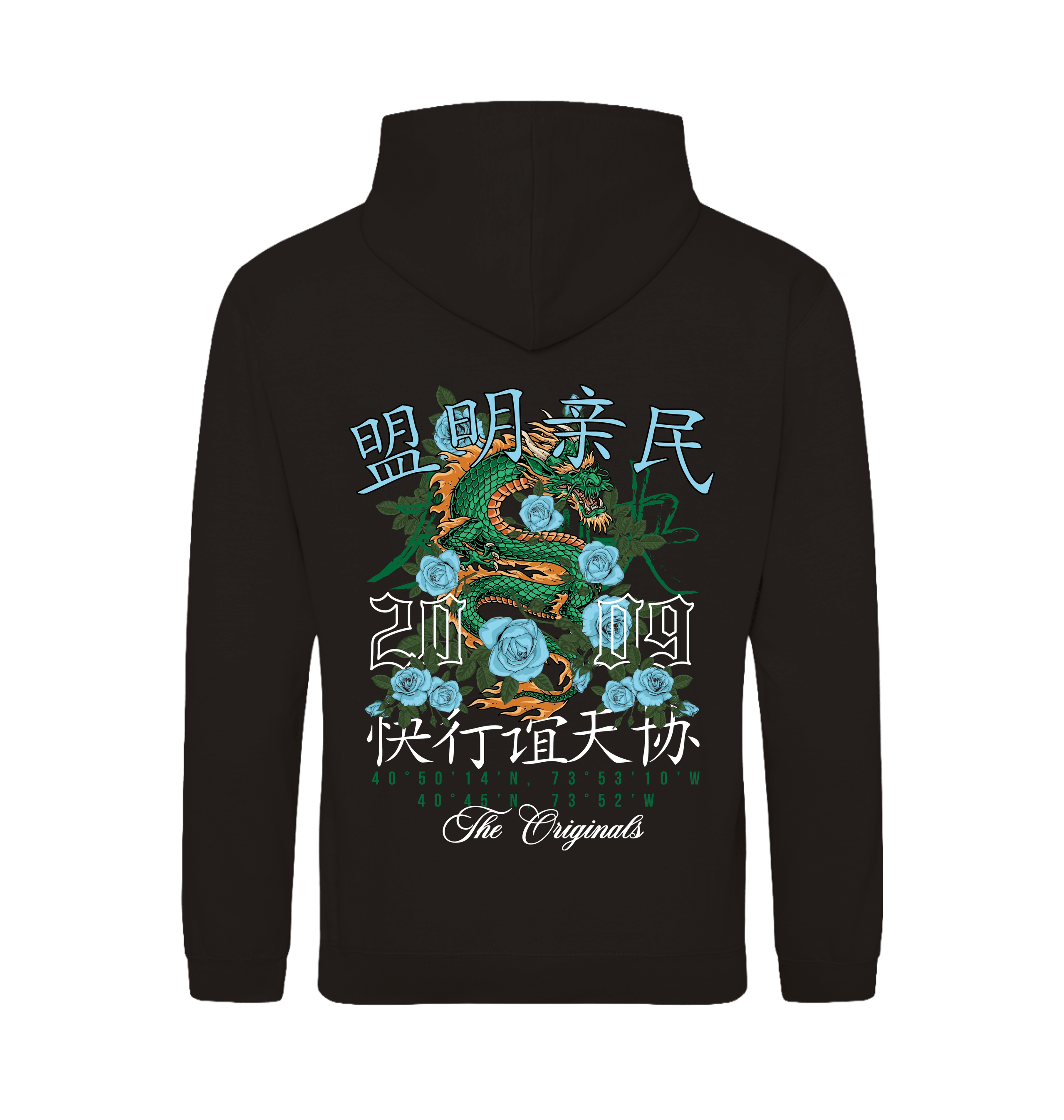 Deep Black Printed Hoody Back