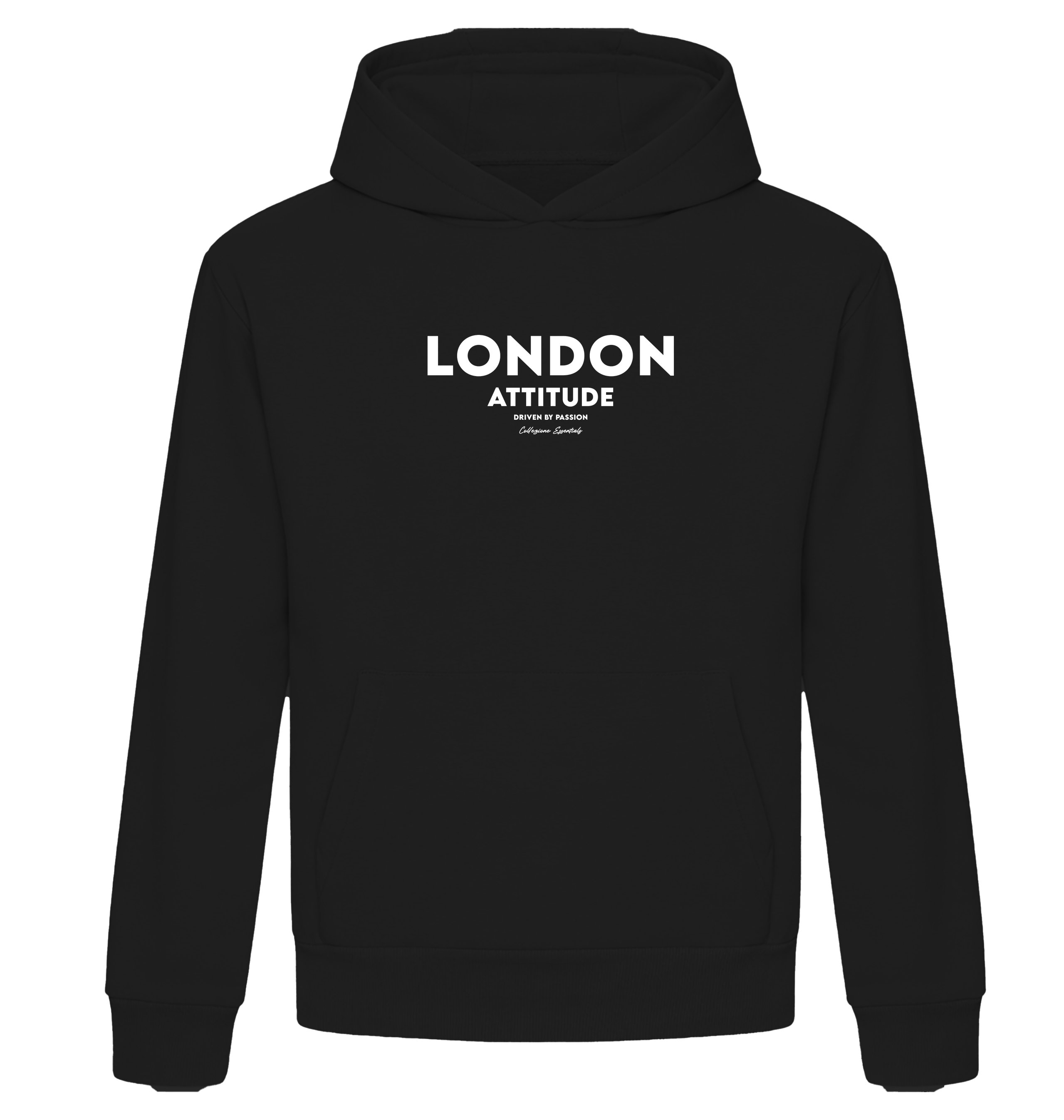 Deep Black Printed Hoody Front