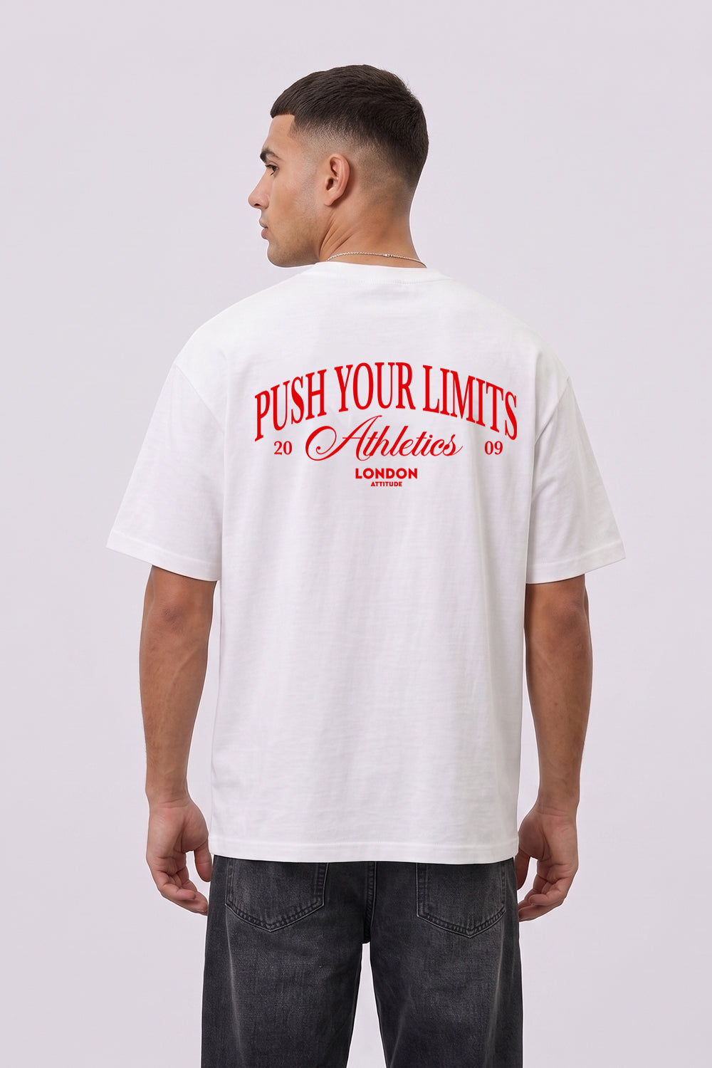 Push Your Limits Oversized Heavyweight T-Shirt in Red Print