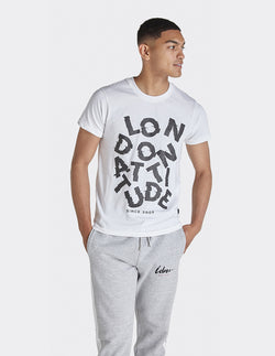 London Attitude White Marl Rear No Tomorrow Print & Tapes T-Shirt