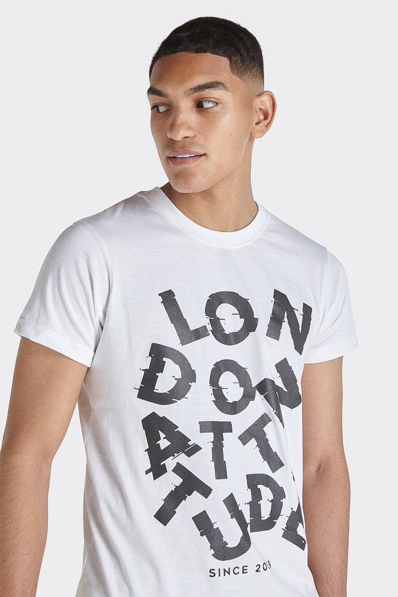 London Attitude White Marl Rear No Tomorrow Print & Tapes T-Shirt