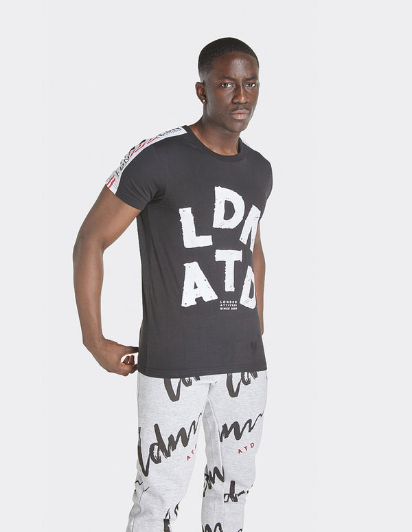 London Attitude Black Cut & Sew Sleeve Print T-Shirt