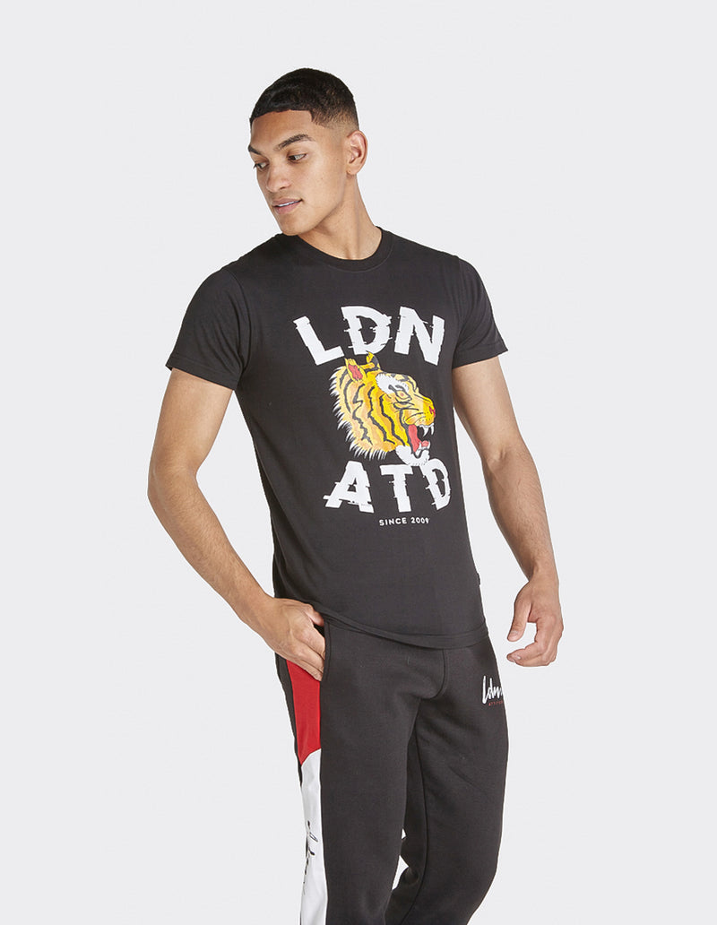 London Attitude Tiger Print T-Shirt In Black