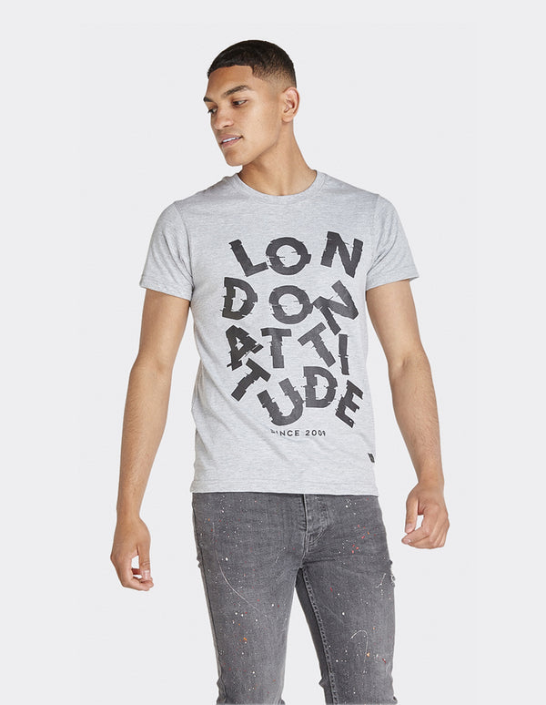 London Attitude Grey Marl Rear No Tomorrow Print & Tape T-Shirt