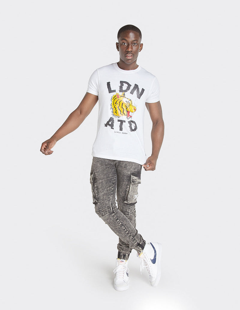 London Attitude Tiger Print T-Shirt In White