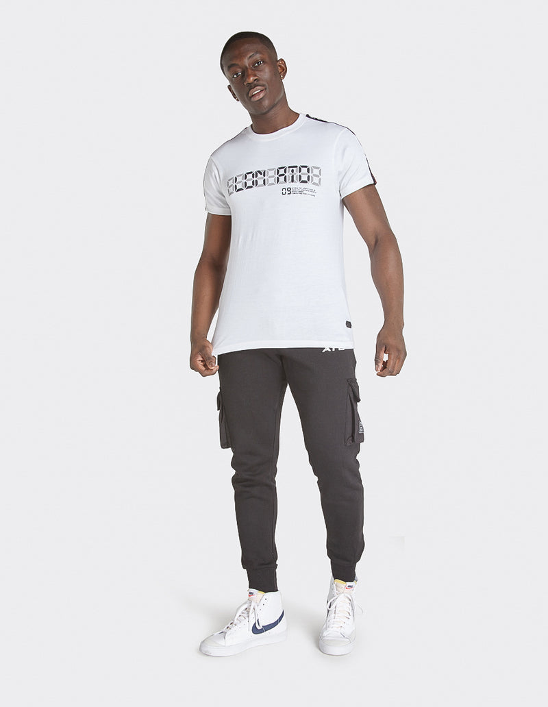 London Attitude Cut & Sew Sleeve Print T-Shirt In White