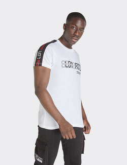London Attitude Cut & Sew Sleeve Print T-Shirt In White