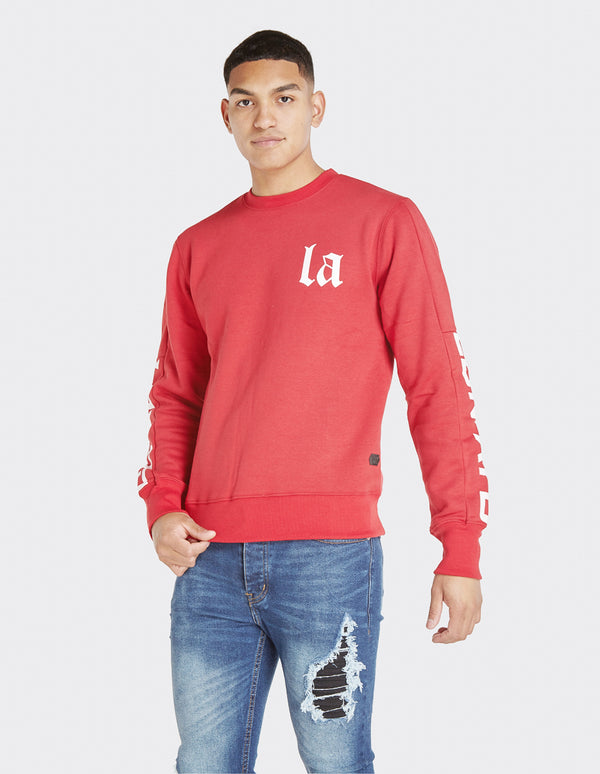 London Attitude Red Sleeve & Back Print Sweatshirt