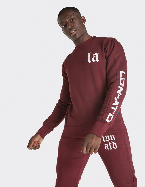 London Attitude Burgundy Sleeve & Back Print Sweatshirt