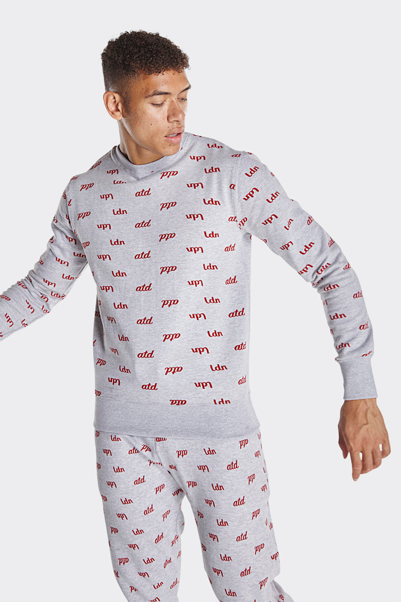 Grey 'LDN ATD' All Over Printed Sweatshirt