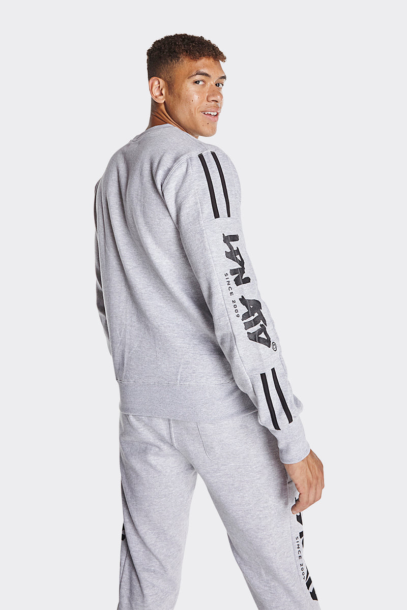Grey Stripes with 'LDN ATD Access All Areas' Printed Sweatshirt