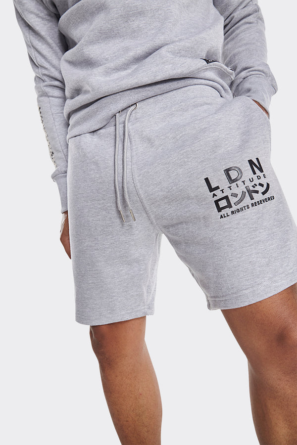 London Attitude Grey 'All Rights Reserved' Printed Shorts