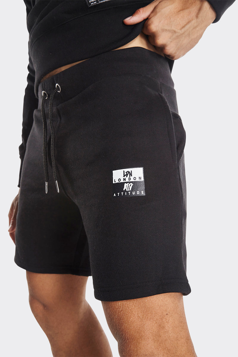 London Attitude Black Printed Fleece Shorts