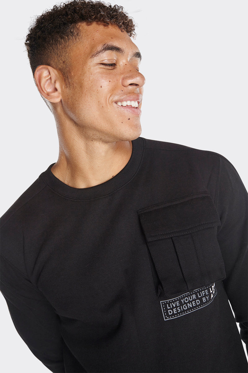 Front Cargo Pocket 'Live Your Life' Printed Sweatshirt