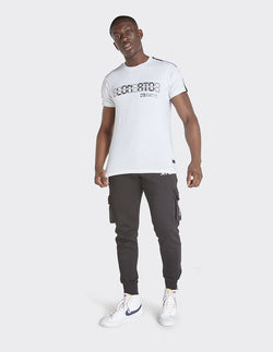 London Attitude Cut & Sew Sleeve Print T-Shirt In Black